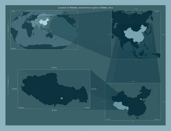 Xizang Región Autónoma China Diagrama Que Muestra Ubicación Región Mapas —  Fotos de Stock
