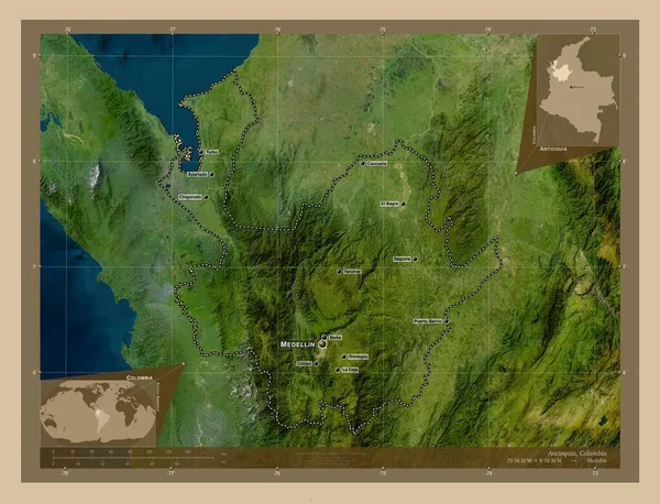 Антіокія Департамент Колумбії Супутникова Карта Низькою Роздільною Здатністю Місця Розташування — стокове фото