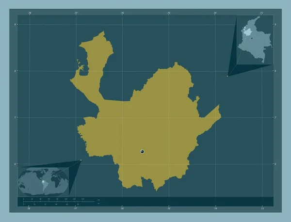Antioquia Dipartimento Della Colombia Forma Tinta Unita Mappa Della Posizione — Foto Stock