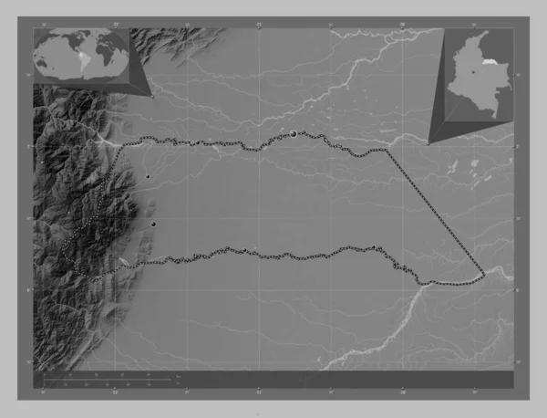 Араука Интенданция Колумбии Карта Высот Оттенках Серого Озерами Реками Места — стоковое фото