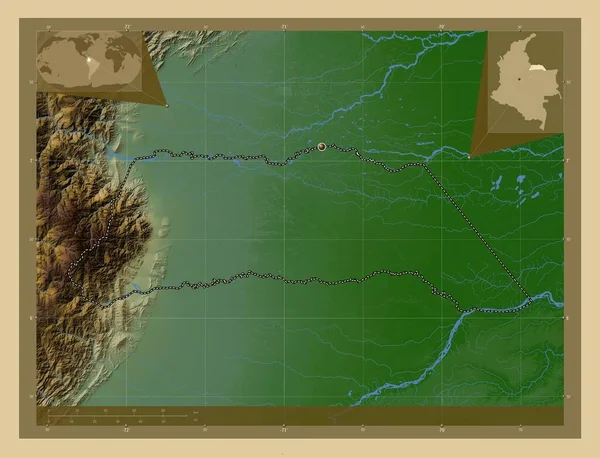 Arauca Úmysl Kolumbie Barevná Mapa Jezery Řekami Pomocné Mapy Polohy — Stock fotografie