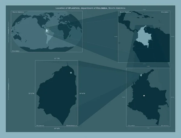 Atlántico Departamento Colombia Diagrama Que Muestra Ubicación Región Mapas Gran —  Fotos de Stock