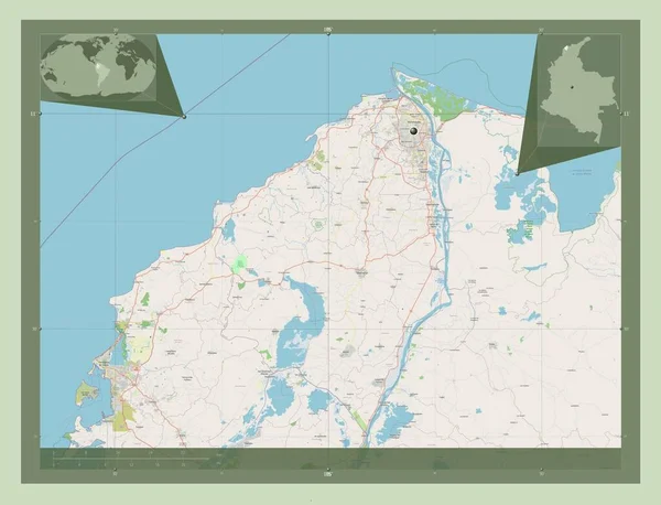 Atlântico Departamento Colômbia Abrir Mapa Rua Mapa Localização Auxiliar Canto — Fotografia de Stock