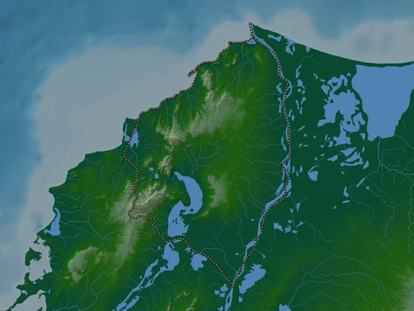 Атлантіко Департамент Колумбії Кольорові Карти Висот Озерами Річками — стокове фото