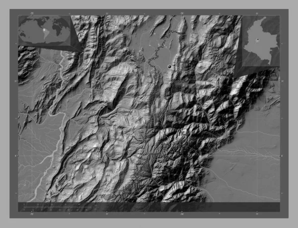 Столичний Район Боготи Департамент Колумбії Білевелівська Карта Висот Озерами Річками — стокове фото