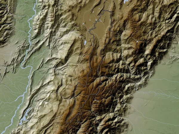 Distretto Bogotà Capitale Dipartimento Della Colombia Mappa Dell Elevazione Colorata — Foto Stock