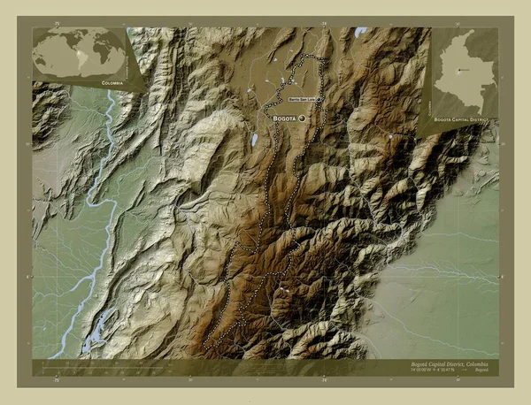 Περιφέρεια Μπογκοτά Κάπιταλ Τμήμα Κολομβίας Υψόμετρο Χάρτη Χρωματισμένο Στυλ Wiki — Φωτογραφία Αρχείου