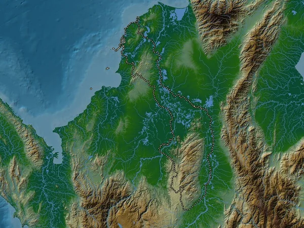 Bolivar Departement Colombia Gekleurde Hoogtekaart Met Meren Rivieren — Stockfoto