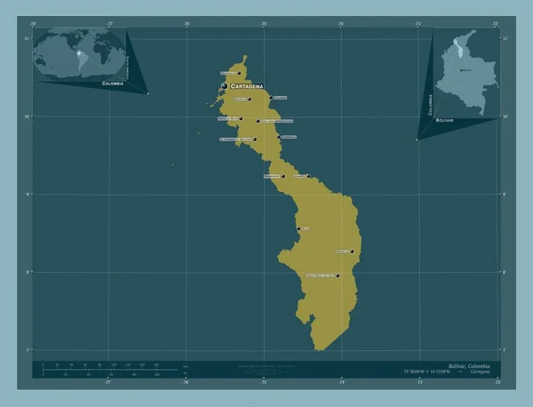 Bolivar Département Colombie Forme Couleur Unie Emplacements Noms Des Grandes — Photo