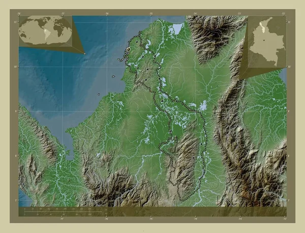 Bolivar Department Colombia Elevation Map Colored Wiki Style Lakes Rivers — Stock Photo, Image