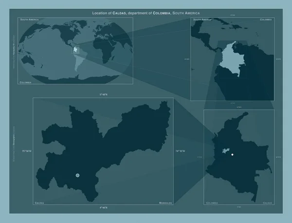 Калдас Департамент Колумбії Діаграма Показує Розташування Регіону Мапах Великого Масштабу — стокове фото