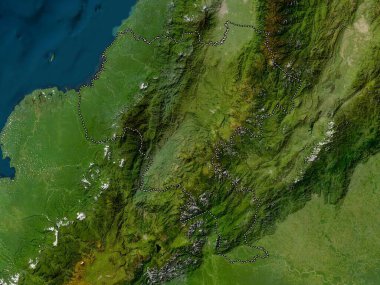 Cauca, Kolombiya Bölümü. Düşük çözünürlüklü uydu haritası