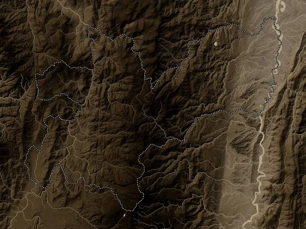 Калдас Департамент Колумбії Висота Карти Забарвлена Сепії Тони Озерами Річками — стокове фото