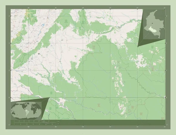 Кацета Інтендантство Колумбії Відкрита Карта Вулиць Кутові Допоміжні Карти Місцезнаходження — стокове фото