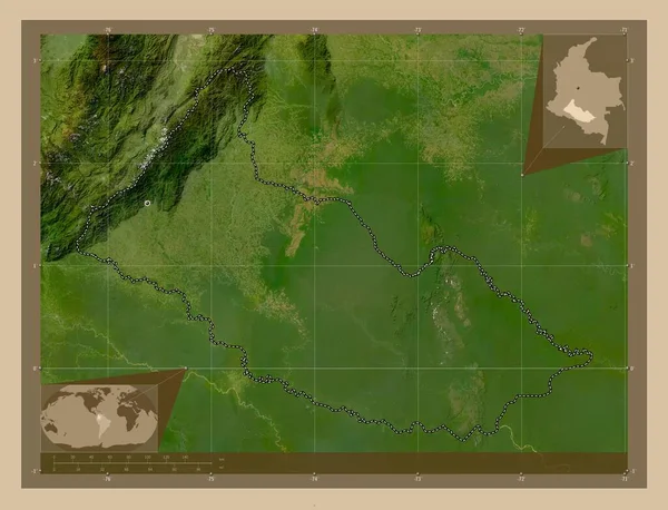 Caqueta Intendência Colômbia Mapa Satélite Baixa Resolução Mapa Localização Auxiliar — Fotografia de Stock