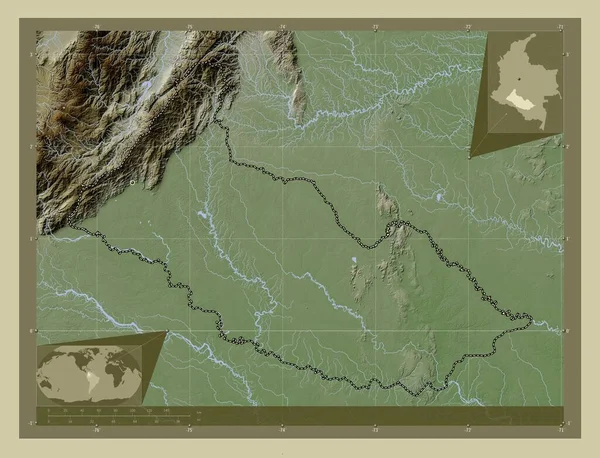 Caqueta Intendência Colômbia Mapa Elevação Colorido Estilo Wiki Com Lagos — Fotografia de Stock