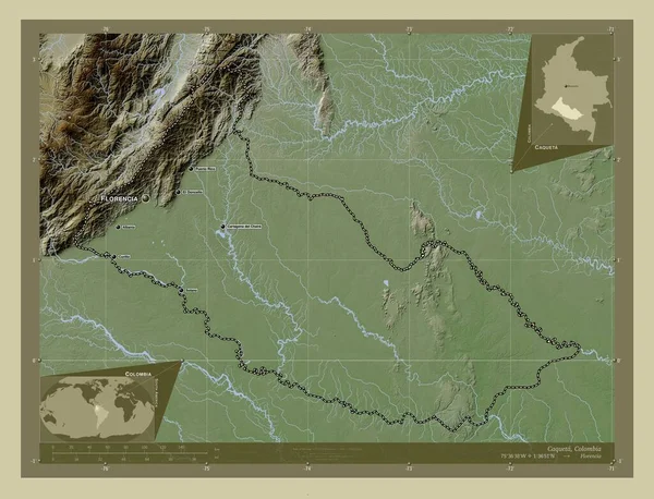 Кацета Інтендантство Колумбії Висота Карти Забарвлена Вікі Стилі Озерами Річками — стокове фото