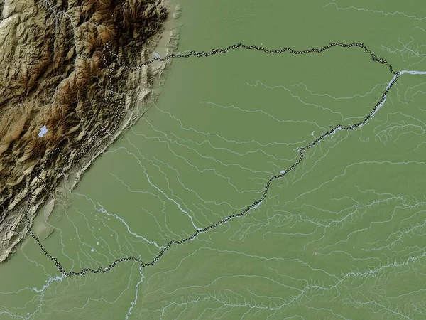 Касанаре Колумбия Карта Высот Окрашенная Вики Стиле Озерами Реками — стоковое фото