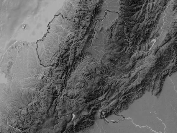 Cauca Departement Colombia Grayscale Hoogte Kaart Met Meren Rivieren — Stockfoto
