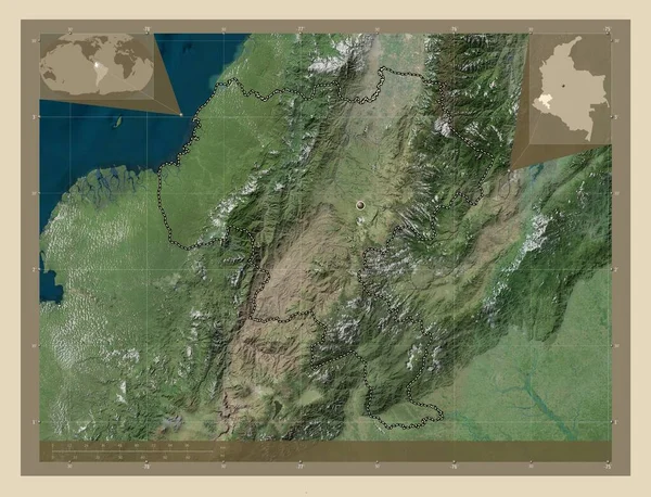 Cauca Departamento Colombia Mapa Satelital Alta Resolución Mapas Ubicación Auxiliares — Foto de Stock