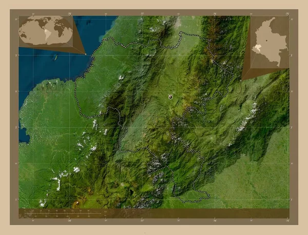 Cauca Department Colombia Low Resolution Satellite Map Corner Auxiliary Location — Stock Photo, Image