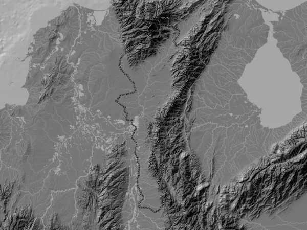 Cesar Departemen Kolombia Bilevel Peta Elevasi Dengan Danau Dan Sungai — Stok Foto