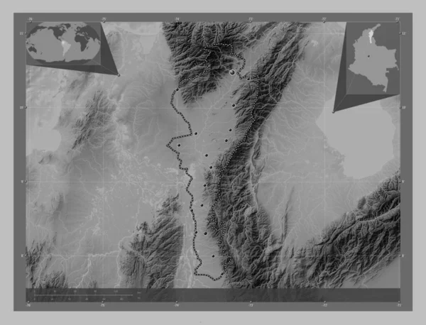 Цезарь Департамент Колумбии Карта Высот Оттенках Серого Озерами Реками Места — стоковое фото