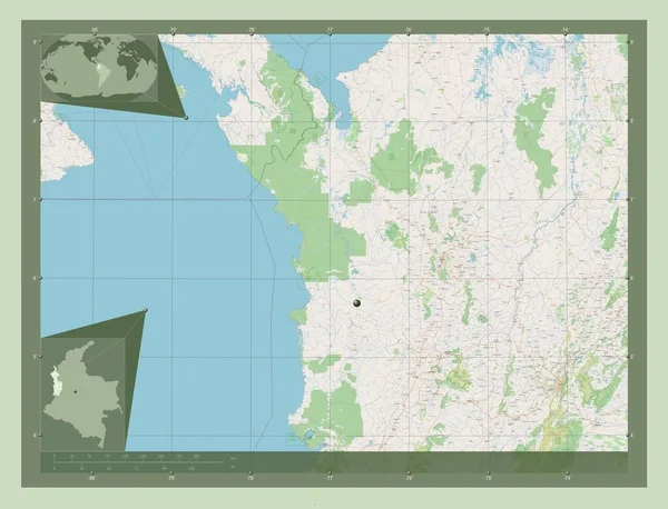 哥伦比亚省 开放街道地图 角辅助位置图 — 图库照片