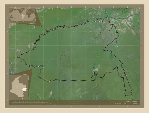 Гуайния Комиссар Колумбии Спутниковая Карта Высокого Разрешения Места Названия Крупных — стоковое фото