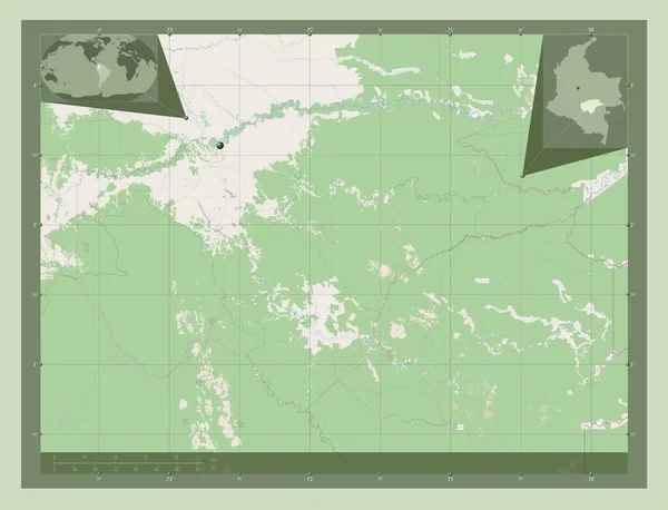 Гуавиаре Комиссар Колумбии Карта Улиц Вспомогательные Карты Расположения Углов — стоковое фото