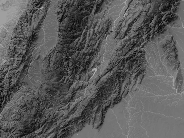 コロンビア大学のウイラだ 湖や川とグレースケール標高マップ — ストック写真