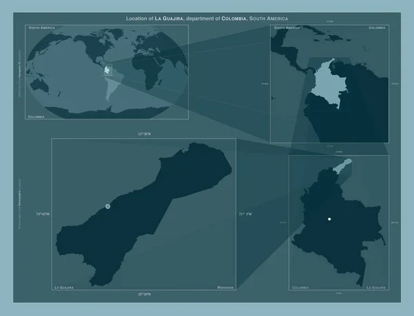 Guajira Departamento Colombia Diagrama Que Muestra Ubicación Región Mapas Gran — Foto de Stock