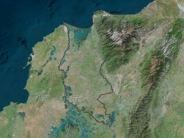 Magdalena, Kolombiya Departmanı. Yüksek çözünürlüklü uydu haritası