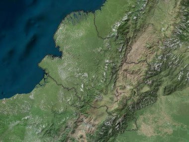 Narino, Kolombiya Departmanı. Yüksek çözünürlüklü uydu haritası