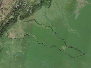 Putumayo, Kolombiya 'nın azmi. Yüksek çözünürlüklü uydu haritası
