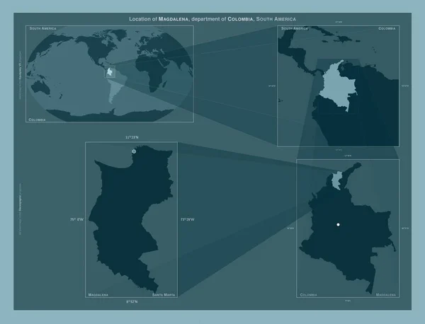 Magdalena Departamento Colombia Diagrama Que Muestra Ubicación Región Mapas Gran —  Fotos de Stock