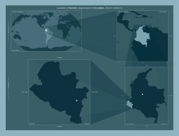 Ναρίνο Τμήμα Κολομβίας Διάγραμμα Που Δείχνει Θέση Της Περιοχής Χάρτες — Φωτογραφία Αρχείου