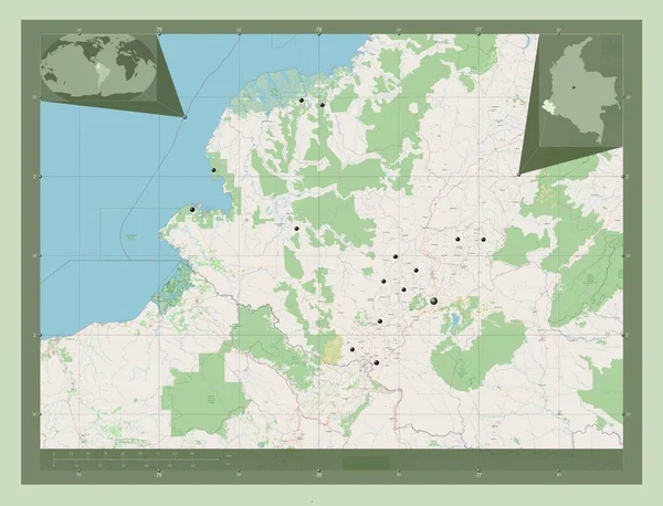 Narino Departement Kolumbien Open Street Map Standorte Der Wichtigsten Städte — Stockfoto