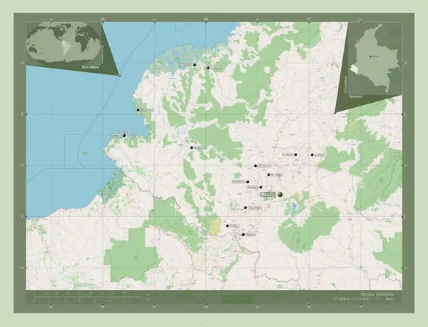 Нарино Департамент Колумбии Карта Улиц Места Названия Крупных Городов Области — стоковое фото