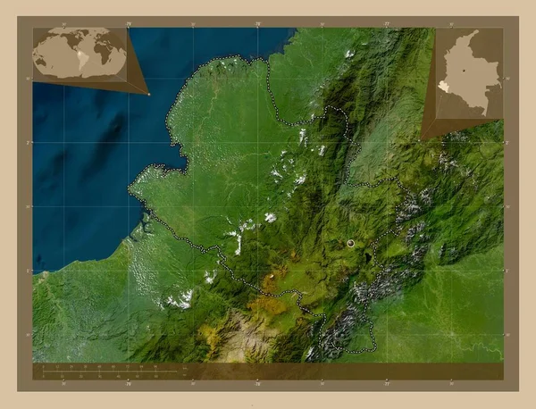 Narino Kolombiya Departmanı Düşük Çözünürlüklü Uydu Köşedeki Yedek Konum Haritaları — Stok fotoğraf