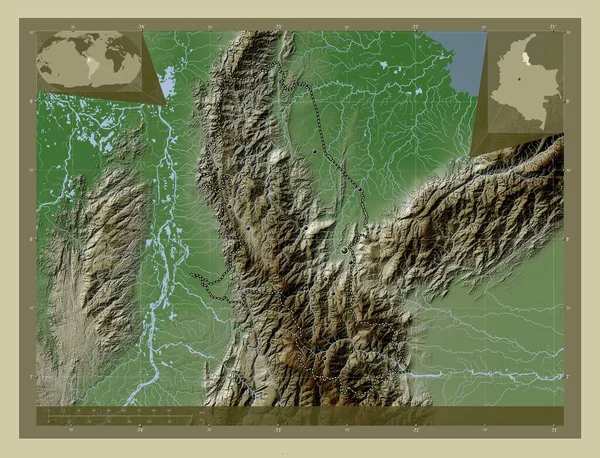 Norte Santander Oddělení Kolumbie Zdvihová Mapa Zbarvená Stylu Wiki Jezery — Stock fotografie