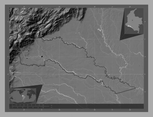 Putumayo Intendencia Colombia Mapa Elevación Bilevel Con Lagos Ríos Ubicaciones —  Fotos de Stock