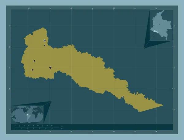 Putumayo Intensywność Kolumbii Solidny Kształt Koloru Lokalizacje Dużych Miast Regionu — Zdjęcie stockowe