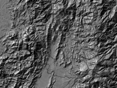 Risaralda, Kolombiya Departmanı. Gölleri ve nehirleri olan çift seviyeli yükseklik haritası