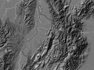 Santander, Kolombiya Bölümü. Gölleri ve nehirleri olan çift seviyeli yükseklik haritası