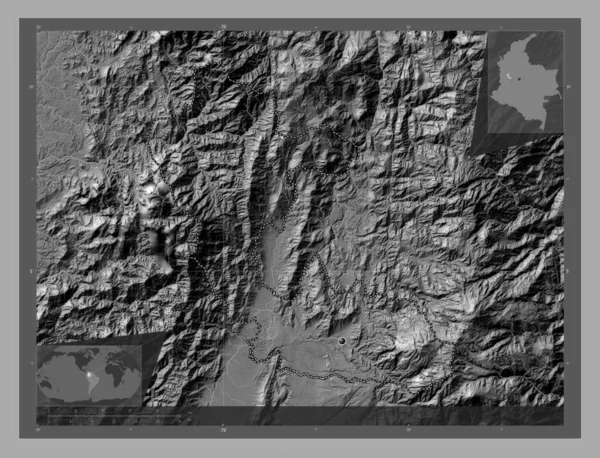 Risaralda Département Colombie Carte Altitude Bilevel Avec Lacs Rivières Corner — Photo