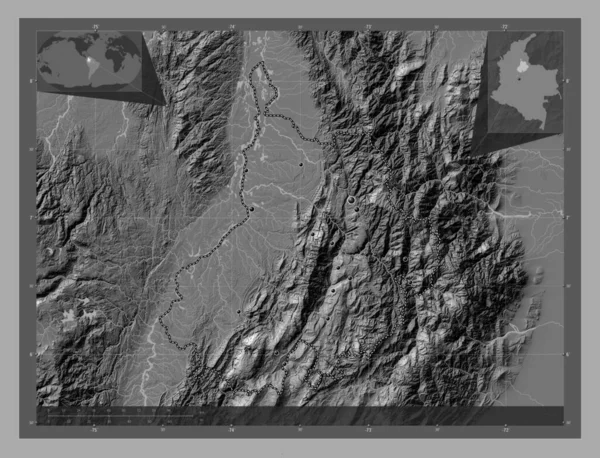 Сантандер Департамент Колумбії Білевелівська Карта Висот Озерами Річками Розташування Великих — стокове фото