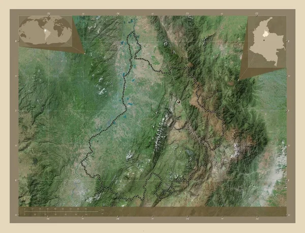 Σαντάντερ Τμήμα Κολομβίας Υψηλής Ανάλυσης Δορυφορικός Χάρτης Γωνιακοί Χάρτες Βοηθητικής — Φωτογραφία Αρχείου