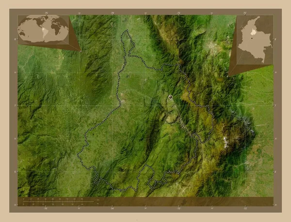 Santander Kolombiya Bölümü Düşük Çözünürlüklü Uydu Köşedeki Yedek Konum Haritaları — Stok fotoğraf