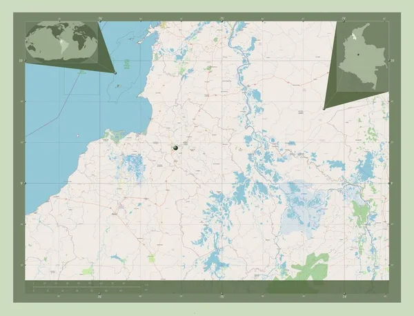 Sucre Departement Colombia Open Plattegrond Hulplocatiekaarten Hoek — Stockfoto